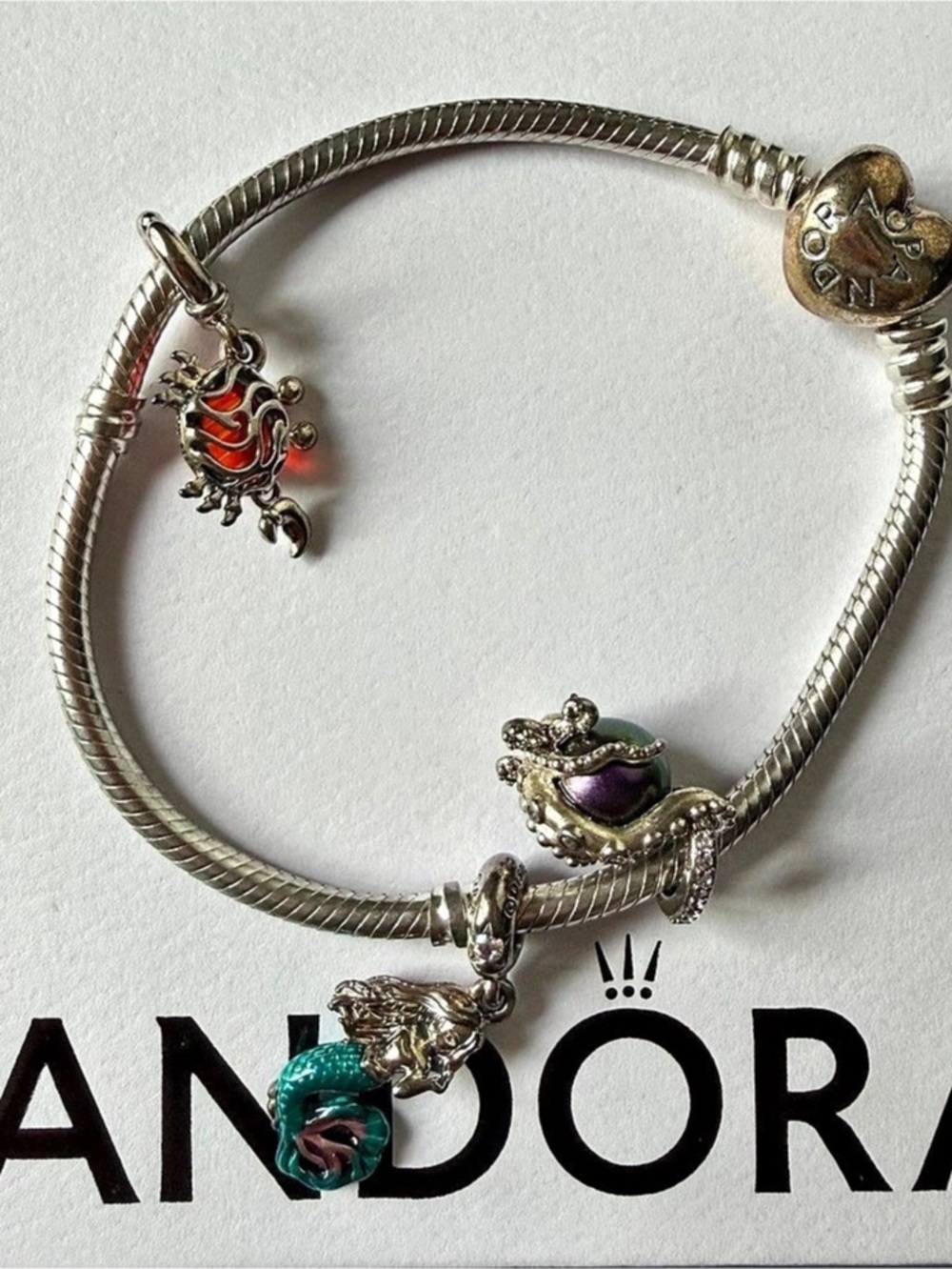 PANDORA Disney The Little Mermaid Ariel Dangle Charm Bracelet Silver